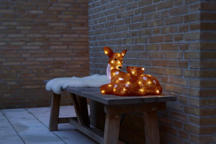 Hjort med unge akryl 40 LED